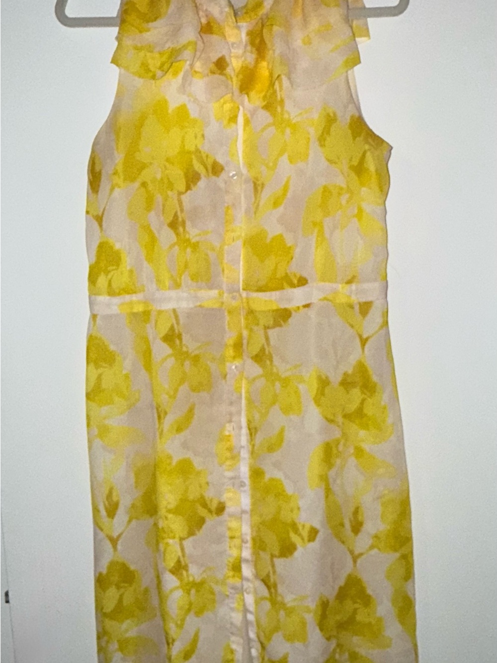 Banana Republic Yellow Floral Sheer Button Dress